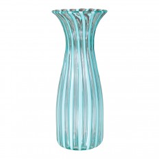 Aquamarine striped Murano glass bud vase